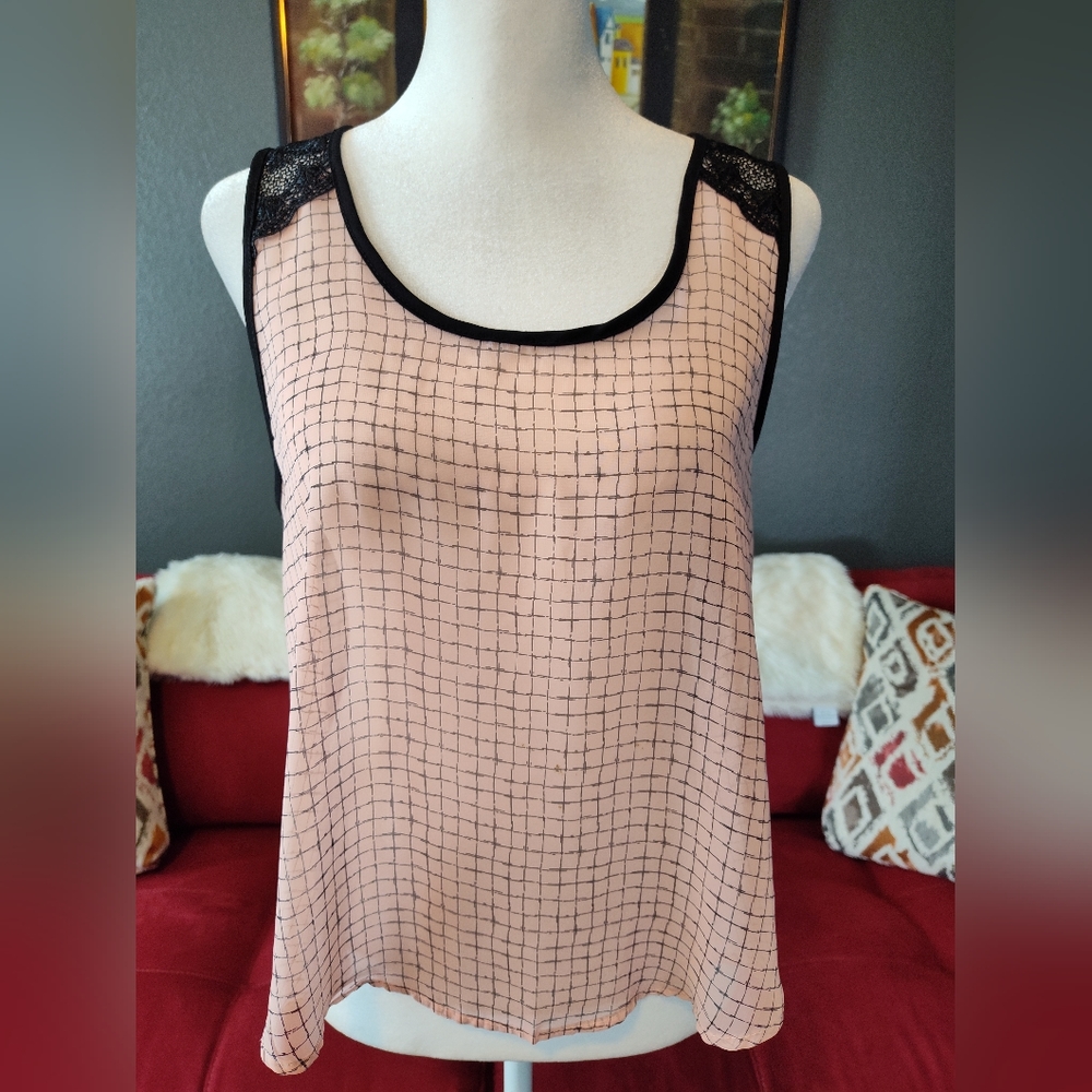 Lush Size Small Pink and Black lace Blouse